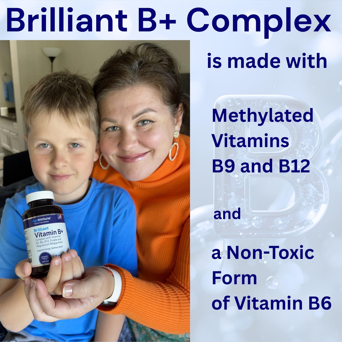 AgeImmune Vitamin B Complex with Vitamin D3 B12 B6 Magnesium Bisglycinate and Folate as Methylfolate - Doctor Formulated Methylated B Complex Supplement - dailyvitalstore