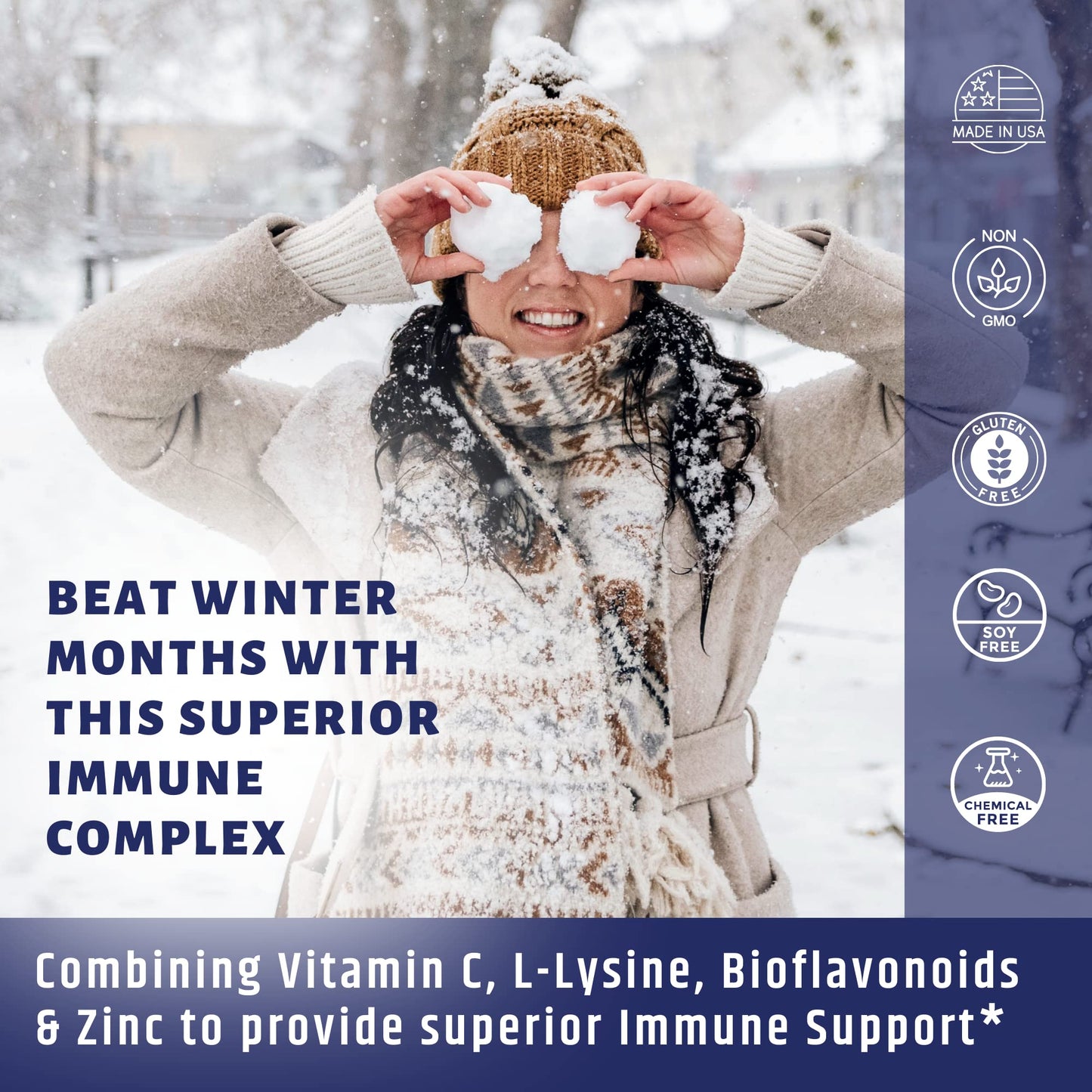 AgeImmune Vitamin C 1000mg Complex with L-Lysine 500mg, Zinc 12mg, Bioflavonoids 300mg. Doctor Formulated Magnesium Stearate Free Supplements for Healthy Immune System Support.(1) - dailyvitalstore