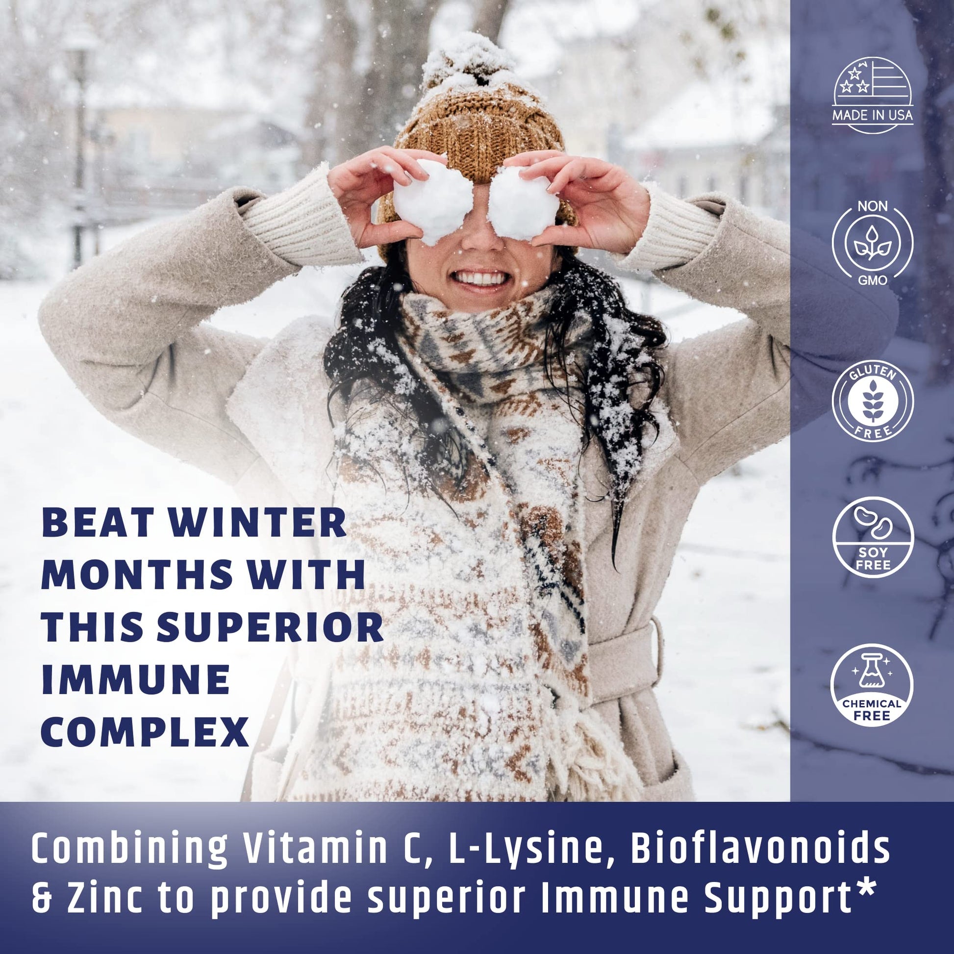 AgeImmune Vitamin C 1000mg Complex with L-Lysine 500mg, Zinc 12mg, Bioflavonoids 300mg. Doctor Formulated Magnesium Stearate Free Supplements for Healthy Immune System Support.(1) - dailyvitalstore