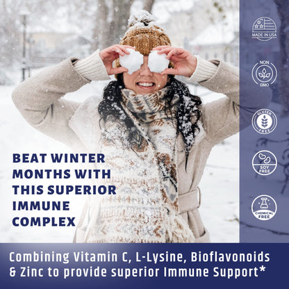 AgeImmune Vitamin C 1000mg Complex with L-Lysine 500mg, Zinc 12mg, Bioflavonoids 300mg. Doctor Formulated Magnesium Stearate Free Supplements for Healthy Immune System Support.(1) - dailyvitalstore