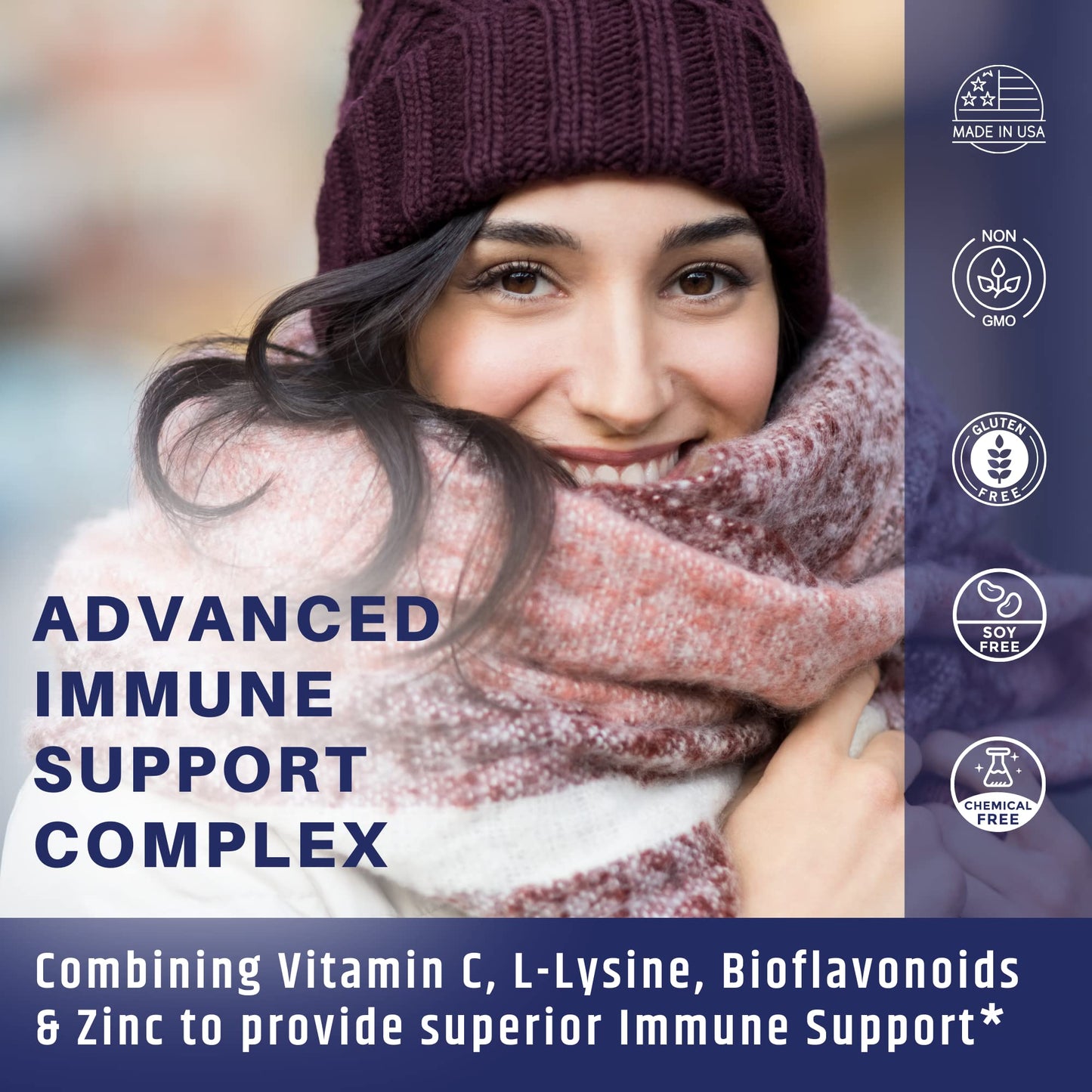 AgeImmune Vitamin C 1000mg Complex with L-Lysine 500mg, Zinc 12mg, Bioflavonoids 300mg. Doctor Formulated Magnesium Stearate Free Supplements for Healthy Immune System Support.(1) - dailyvitalstore