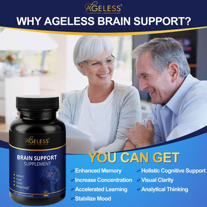 Ageless Brain Supplements for Memory and Focus 1000 MG | Cognitive Improvement | Formulated with Clinically Studied Ingredients | Support Mental Clarity & Neuro Health | Vitamin B6, B12, 60 Capsules - dailyvitalstore