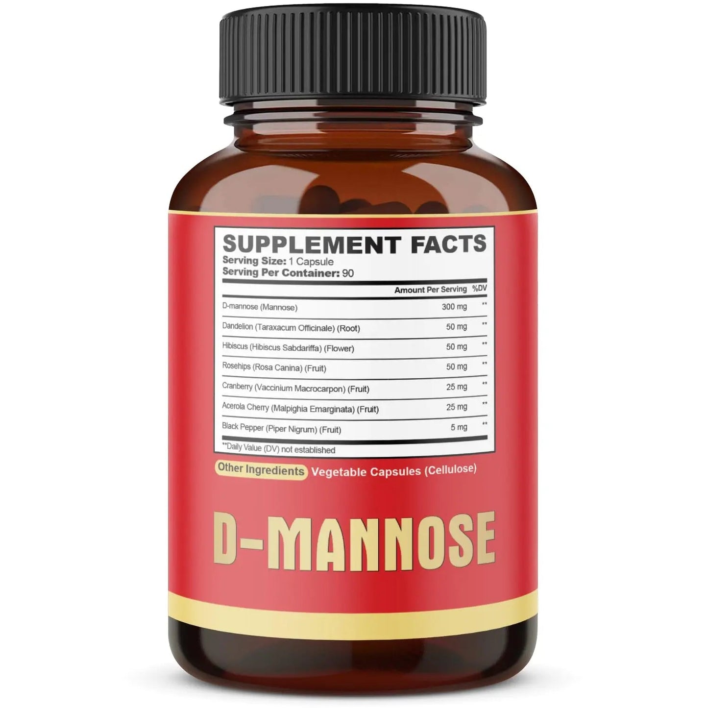 agobi D-Mannose Capsules - 7 Herbs with Cranberry, Dandelion, Hibiscus and More - Support Flush Impurities and Urinary Tract Health - 90 Vegan Capsules 3-Month Supply - dailyvitalstore