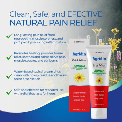 Agridin Arnica Pain Relief Cream for Joint & Muscle – Extra Strength Fast-Acting Formula – Targets Back, Knee, Neck, Hand, Foot Aches – Natural Massage Cream for Inflammation & Bruises - dailyvitalstore