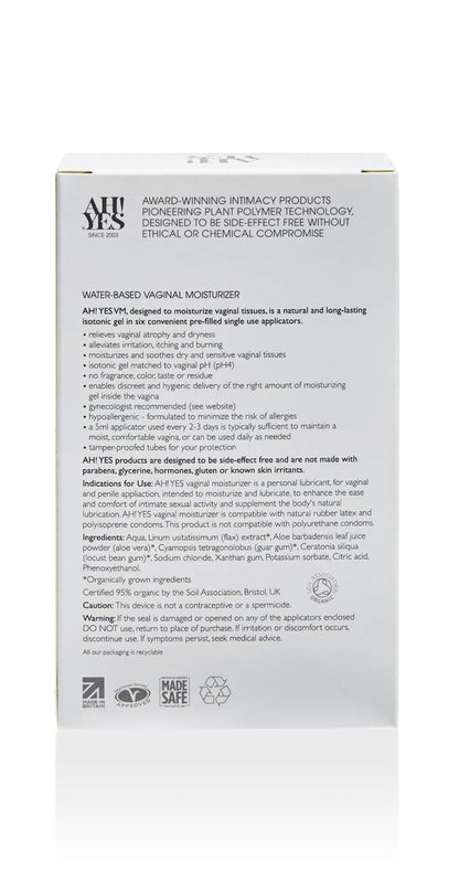 AH! YES® Long Lasting Vaginal Moisturizer for Vaginal Dryness, Water Based & Estrogen-Free, 6 Pre-Filled Applicators - dailyvitalstore