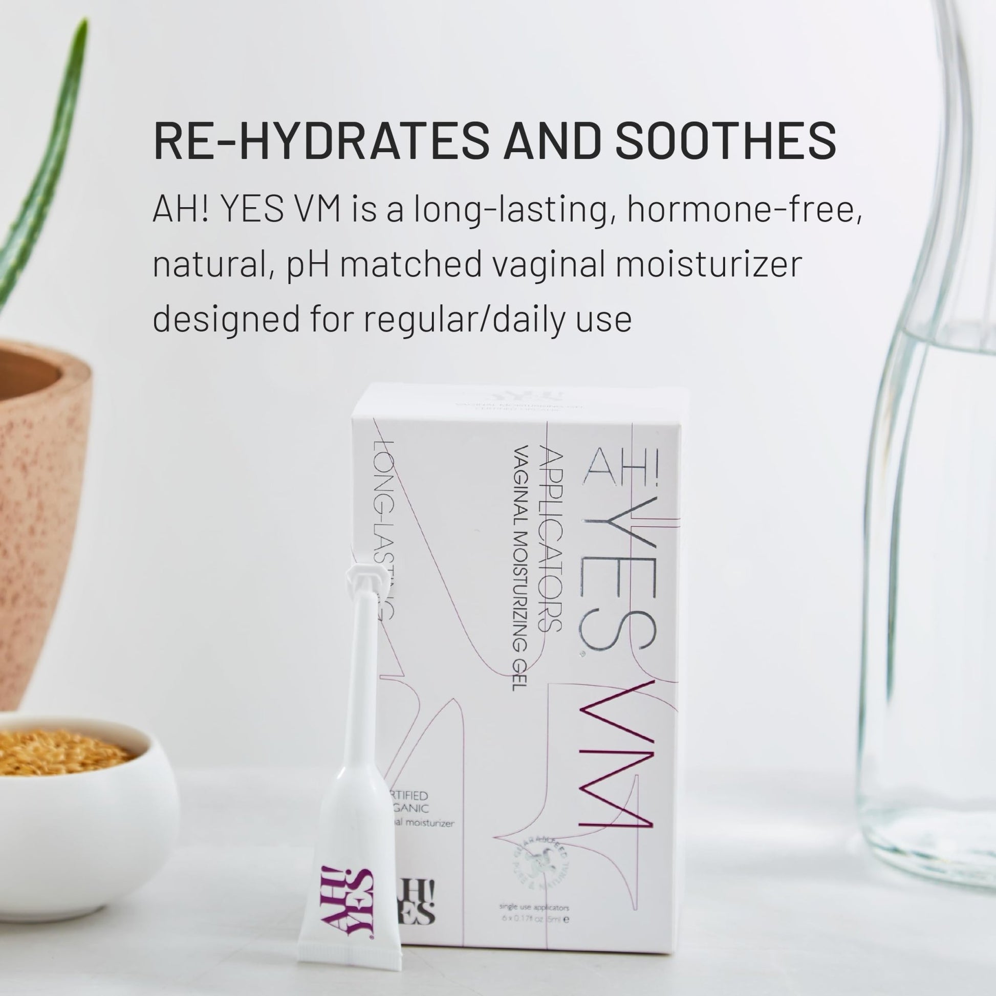 AH! YES® Long Lasting Vaginal Moisturizer for Vaginal Dryness, Water Based & Estrogen-Free, 6 Pre-Filled Applicators - dailyvitalstore