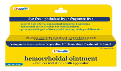 A+Health Hemorrhoid Treatment, Hemorrhoidal Ointment Relieves Symptoms of Burning, Itching, Discomfort, 2 Ounce Tube with Applicator, Reduces Irritation and Pain Relief - dailyvitalstore