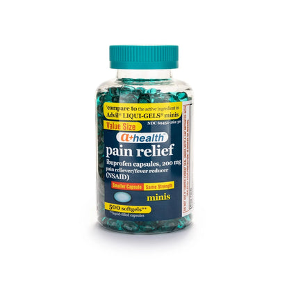 A+Health Mini Ibuprofen 200 Mg Softgels, Pain Reliever/Fever Reducer (NSAID), 500 Count - dailyvitalstore