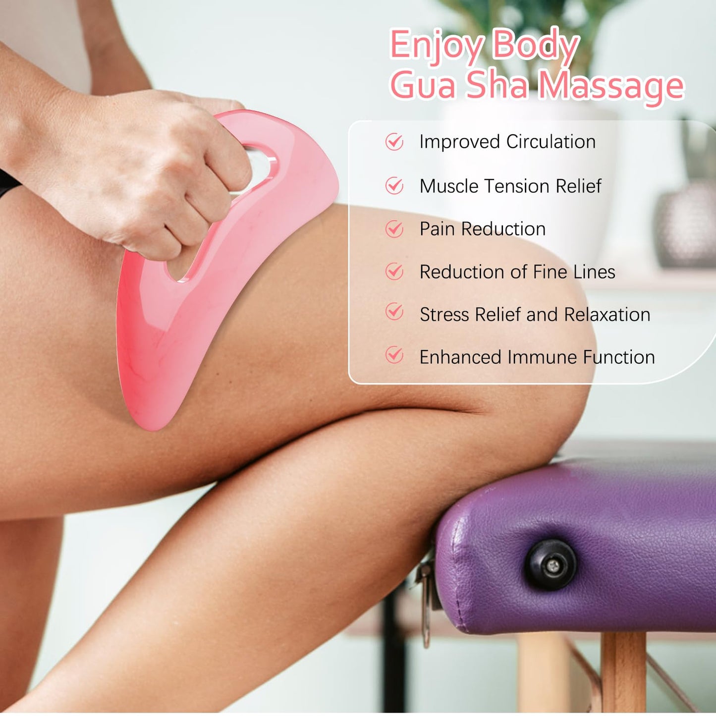 AICNLY Large Gua Sha Massage Tool, Lymphatic Drainage Massager, Muscle Scraping Massage Tools, Body Sculpting Anti Cellulite Tools for Man and Women (Pink) - dailyvitalstore
