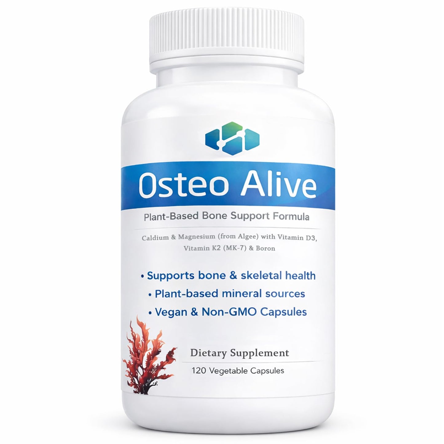 AIFBENK Osteo Alive Bone Support, with Plant-Based Calcium & Magnesium (from Algae), Vitamin D3 (from Lichen), Vitamin K2 (MK-7), Boron & BioPerine, Helps Support Bone & Skeletal Health - dailyvitalstore