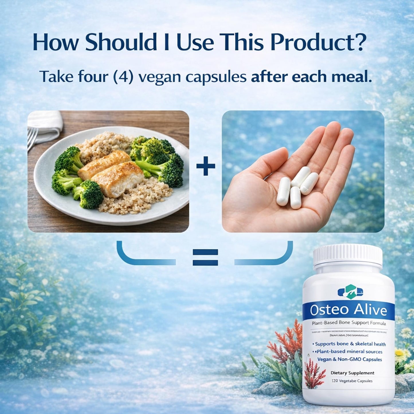 AIFBENK Osteo Alive Bone Support, with Plant-Based Calcium & Magnesium (from Algae), Vitamin D3 (from Lichen), Vitamin K2 (MK-7), Boron & BioPerine, Helps Support Bone & Skeletal Health - dailyvitalstore