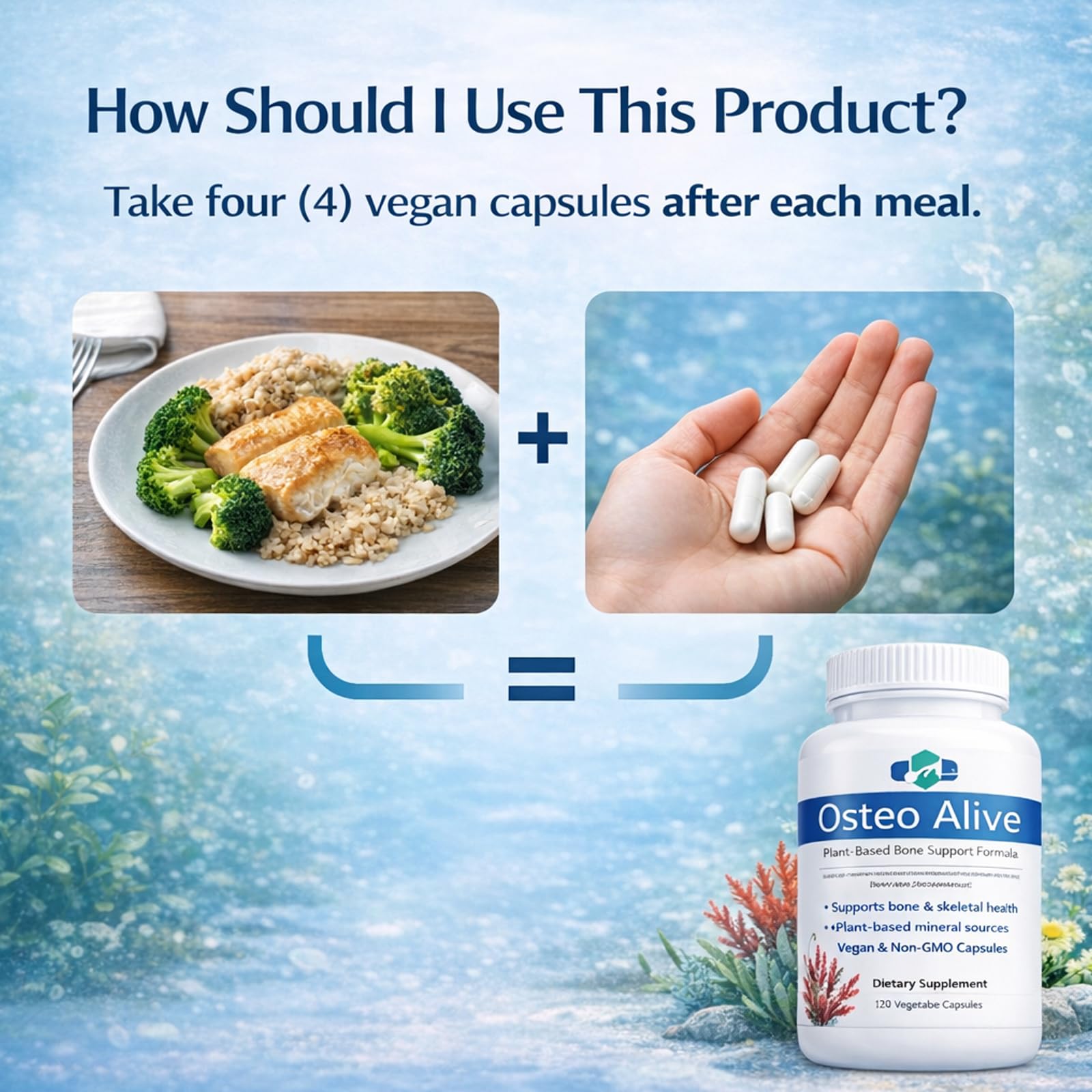 AIFBENK Osteo Alive Bone Support, with Plant-Based Calcium & Magnesium (from Algae), Vitamin D3 (from Lichen), Vitamin K2 (MK-7), Boron & BioPerine, Helps Support Bone & Skeletal Health - dailyvitalstore