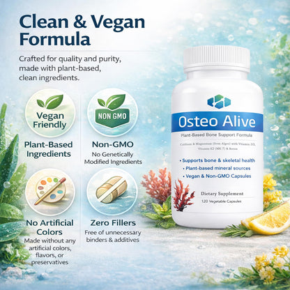 AIFBENK Osteo Alive Bone Support, with Plant-Based Calcium & Magnesium (from Algae), Vitamin D3 (from Lichen), Vitamin K2 (MK-7), Boron & BioPerine, Helps Support Bone & Skeletal Health - dailyvitalstore