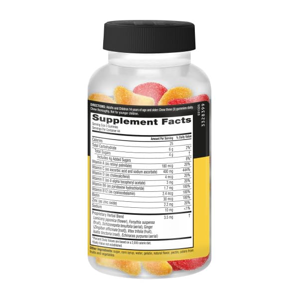 Airborne 400mg Vitamin C Gummies for Adults & Children, Immune Essentials Daily Immune Support Supplement with Vitamins C & E - Orchard Fruit Flavor, 132 Gummies (Pack of 2) - dailyvitalstore