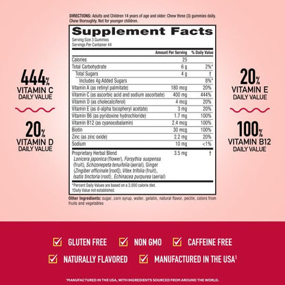 Airborne 400mg Vitamin C Gummies for Adults & Children, Immune Essentials Daily Immune Support Supplement with Vitamins C & E - Orchard Fruit Flavor, 132 Gummies (Pack of 2) - dailyvitalstore