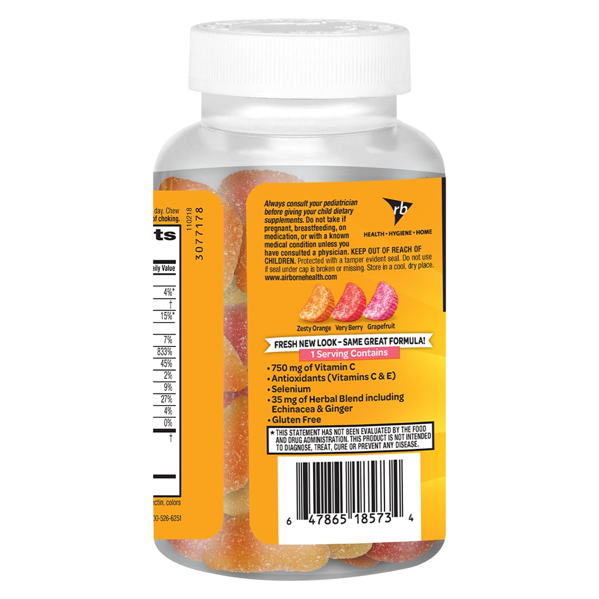 Airborne 750mg Vitamin C Immune Support Supplement Gummies for Adults, Assorted Fruit Flavor, Gluten Free Crafted Blend with Powerful Antioxidants Vitamins A C & E, 42 Gummies (2 Pack) - dailyvitalstore