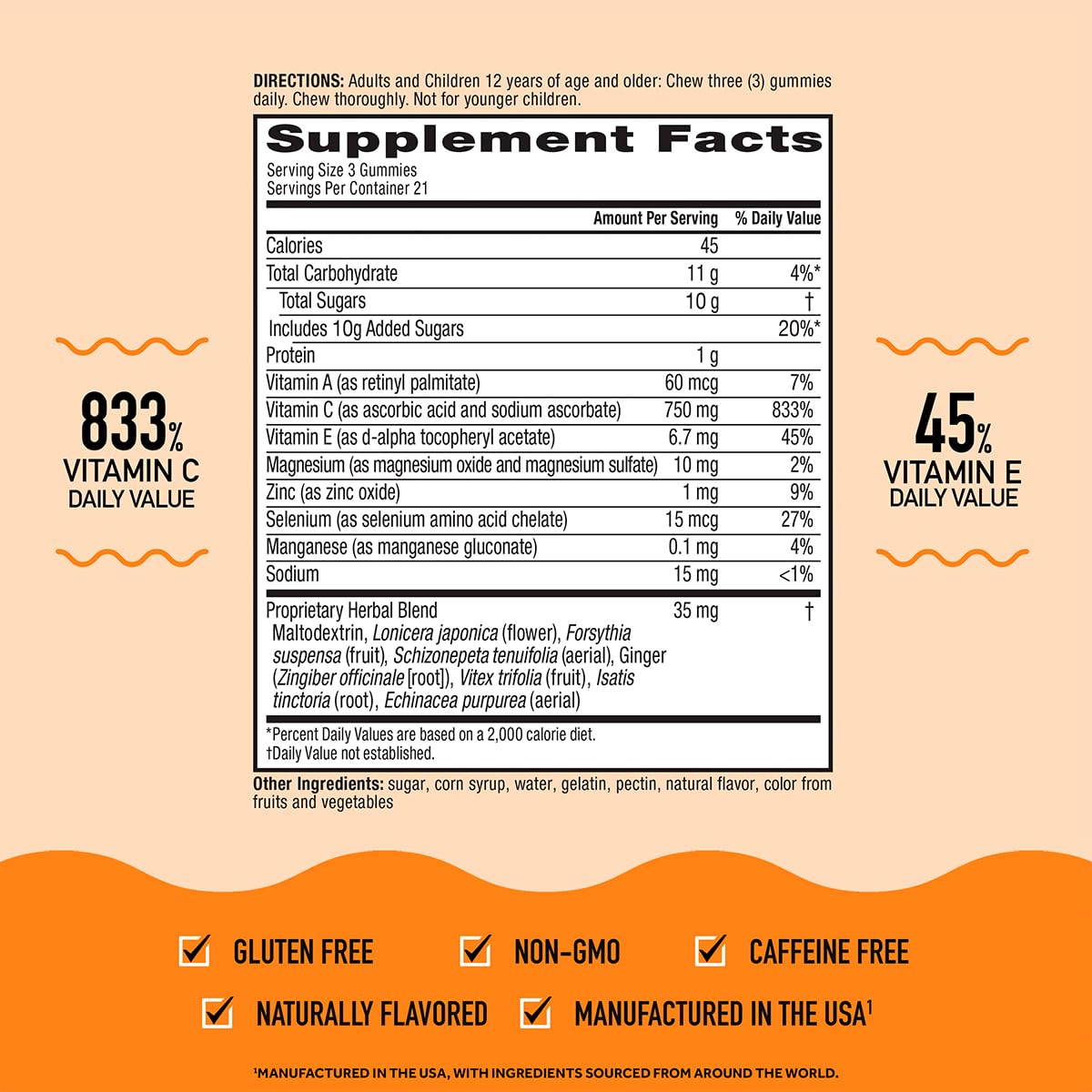 Airborne 750mg Vitamin C Immune Support Supplement Gummies for Adults, Assorted Fruit Flavor, Gluten Free Crafted Blend with Powerful Antioxidants Vitamins A C & E, 42 Gummies (2 Pack) - dailyvitalstore