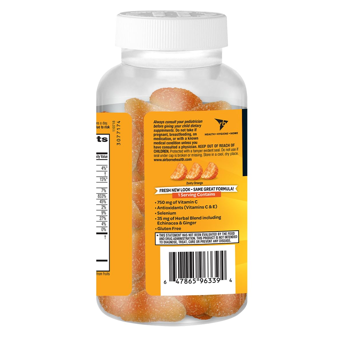 Airborne 750mg Vitamin C Immune Support Supplement Gummies for Adults, Zesty Orange Flavor, Gluten Free Crafted Blend with Powerful Antioxidants Vitamins A C & E, 63 Gummies (3 Pack) - dailyvitalstore