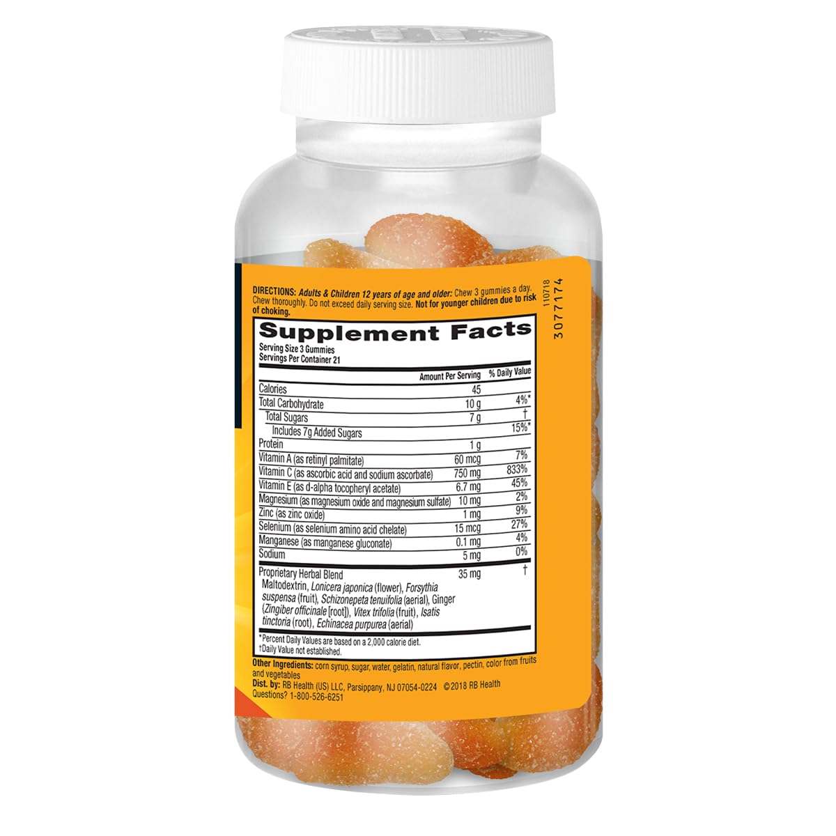 Airborne 750mg Vitamin C Immune Support Supplement Gummies for Adults, Zesty Orange Flavor, Gluten Free Crafted Blend with Powerful Antioxidants Vitamins A C & E, 63 Gummies (3 Pack) - dailyvitalstore