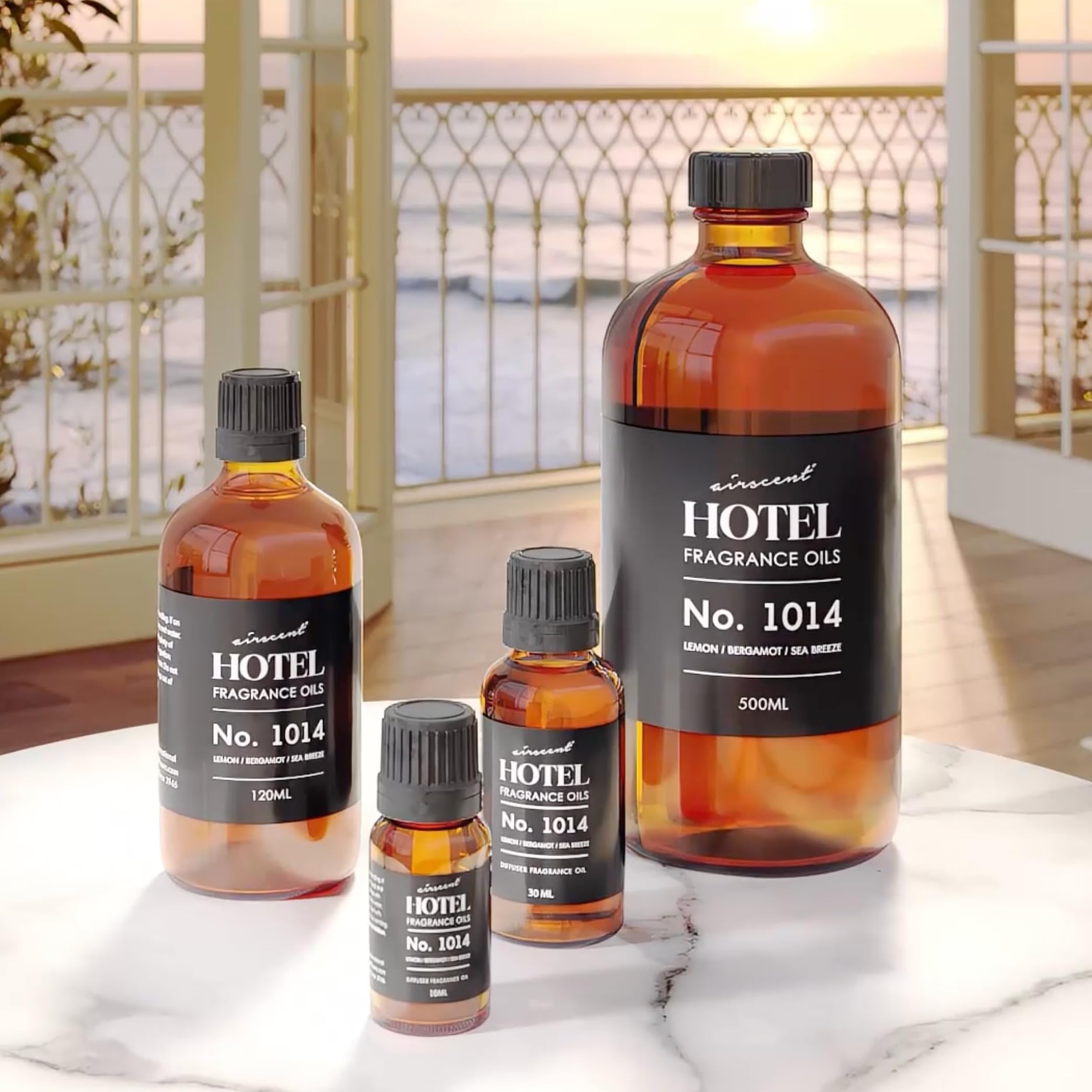 AirScent Hotel Diffuser Oil No. 1014 - The Iconic 5-Star Hotel Coastal Blend - Lemon Bergamot Sea Breeze - Fragrance Oil for Ultrasonic and Waterless Diffusers and Crafting - 500 mL - dailyvitalstore