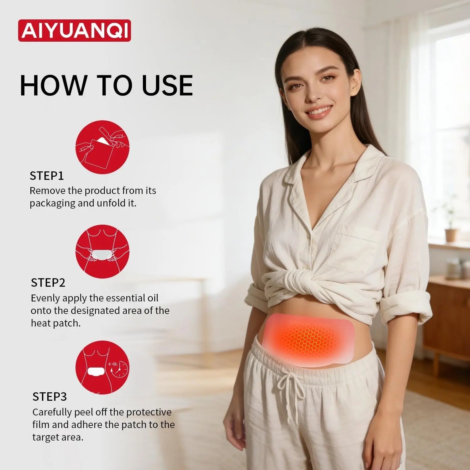 AIYUANQI 3PCS Menstrual Cramps Herbal Heating Patches for Pain Relief, Self-Heating Mugwort Patches, Full Abdomen Cover and Skin-friendly Comfortable, Rapid Heating and Keep Warm, Ideal Gift for Women - dailyvitalstore