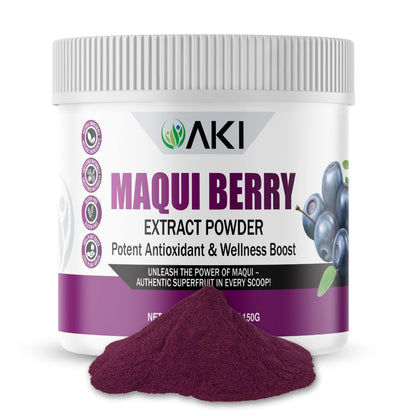 AKI Maqui Berry Extract Powder – Wild Harvested from Patagonia, High in Anthocyanins & Polyphenols, Freeze-Dried Superfruit for Smoothies, Non-GMO, Vegan, 150g/ 5.3 oz - dailyvitalstore
