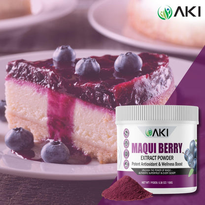 AKI Maqui Berry Extract Powder – Wild Harvested from Patagonia, High in Anthocyanins & Polyphenols, Freeze-Dried Superfruit for Smoothies, Non-GMO, Vegan, 150g/ 5.3 oz - dailyvitalstore