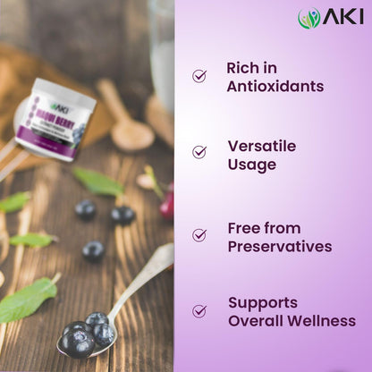 AKI Maqui Berry Extract Powder – Wild Harvested from Patagonia, High in Anthocyanins & Polyphenols, Freeze-Dried Superfruit for Smoothies, Non-GMO, Vegan, 150g/ 5.3 oz - dailyvitalstore