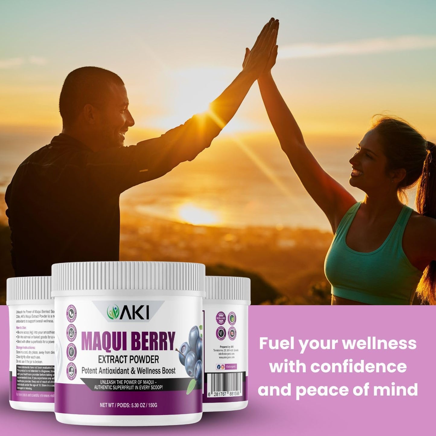 AKI Maqui Berry Extract Powder – Wild Harvested from Patagonia, High in Anthocyanins & Polyphenols, Freeze-Dried Superfruit for Smoothies, Non-GMO, Vegan, 150g/ 5.3 oz - dailyvitalstore