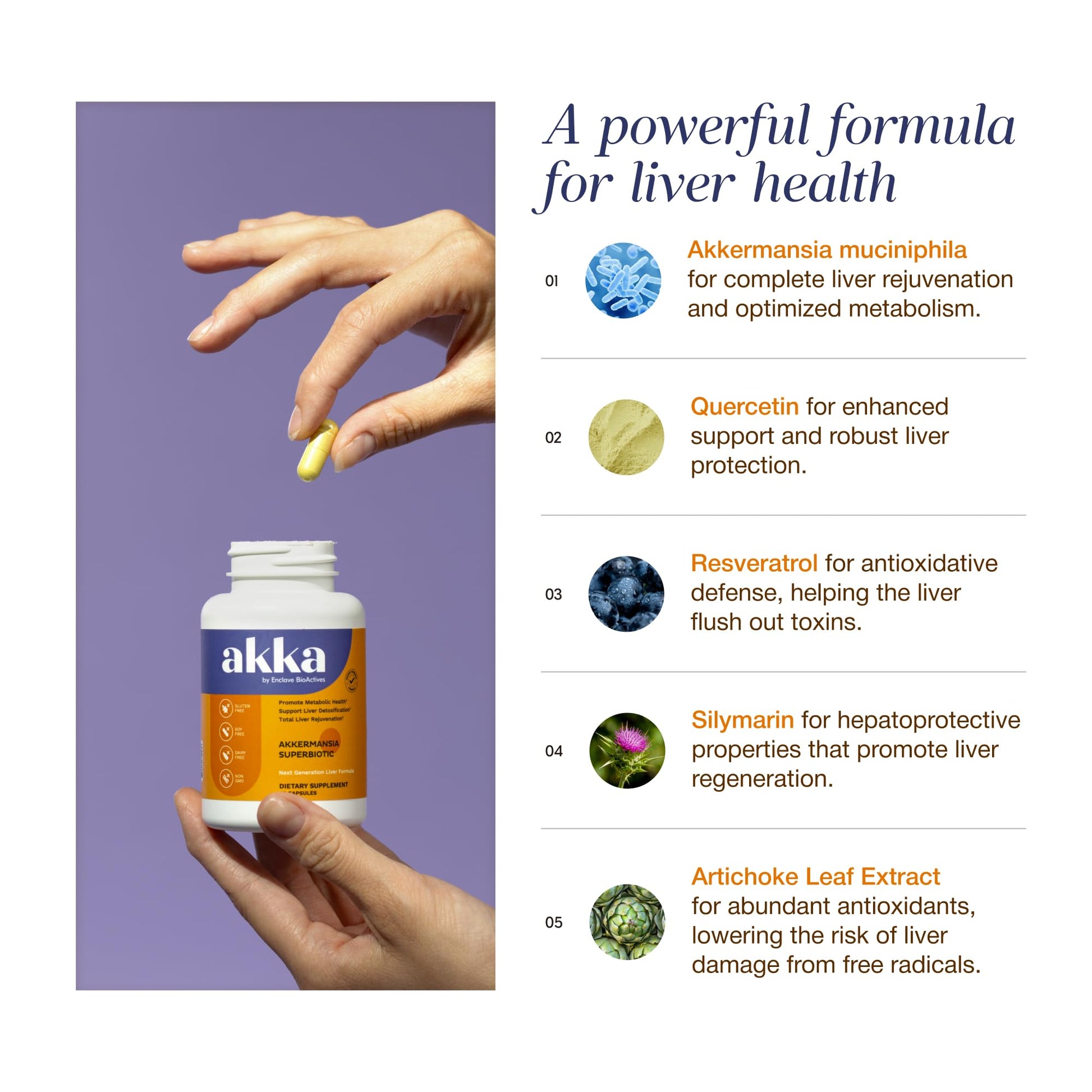 AKKA Premium Liver Cleanse Detox & Repair Superbiotic - Supports Liver Health & Function, Boosts Energy, Digestion & Metabolism with Bioavailable Pasteurized Akkermansia, Non-GMO, Gluten-Free, 60 Caps - dailyvitalstore