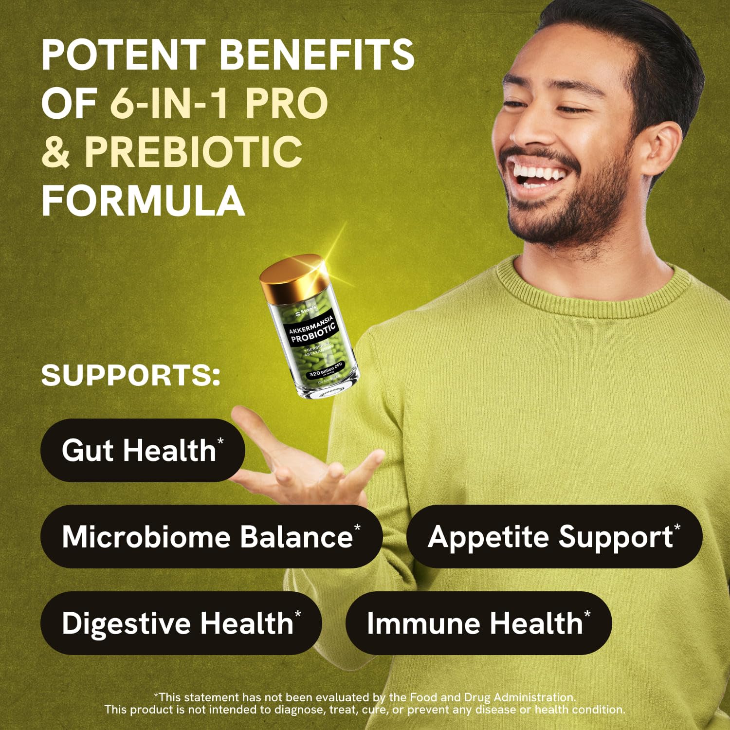 Akkermansia Muciniphila Probiotics 320 Billion CFU| Probiotic and Prebiotic | Akkermansia Probiotics for gut health | Inulin Prebiotic Fiber Capsules Astaxanthin & Berberine & Chromium | 120 capsules - dailyvitalstore