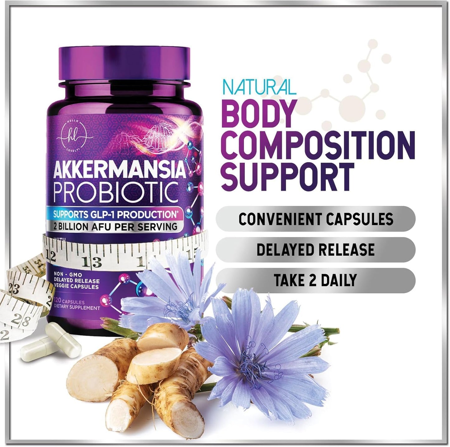 Akkermansia Probiotic - 2 Billion AFU per Serving - Best Strain Production Support with Prebiotic Fiber for Natural Digestive & Gut Health - dailyvitalstore