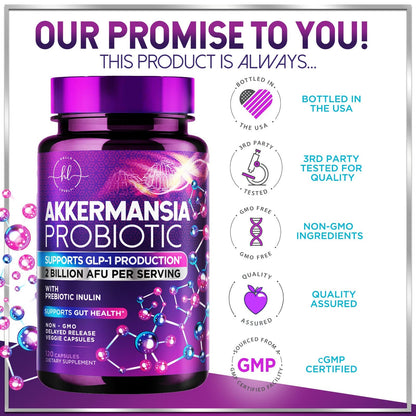 Akkermansia Probiotic - 2 Billion AFU per Serving - Best Strain Production Support with Prebiotic Fiber for Natural Digestive & Gut Health - dailyvitalstore