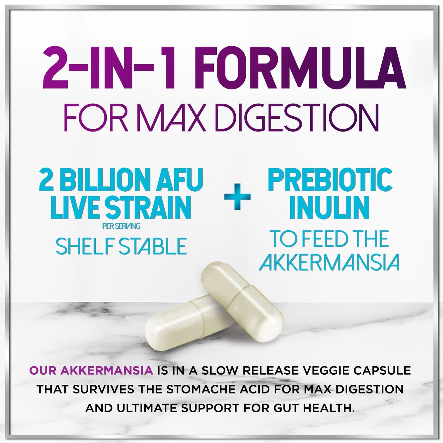 Akkermansia Probiotic - 2 Billion AFU per Serving - Best Strain Production Support with Prebiotic Fiber for Natural Digestive & Gut Health - dailyvitalstore
