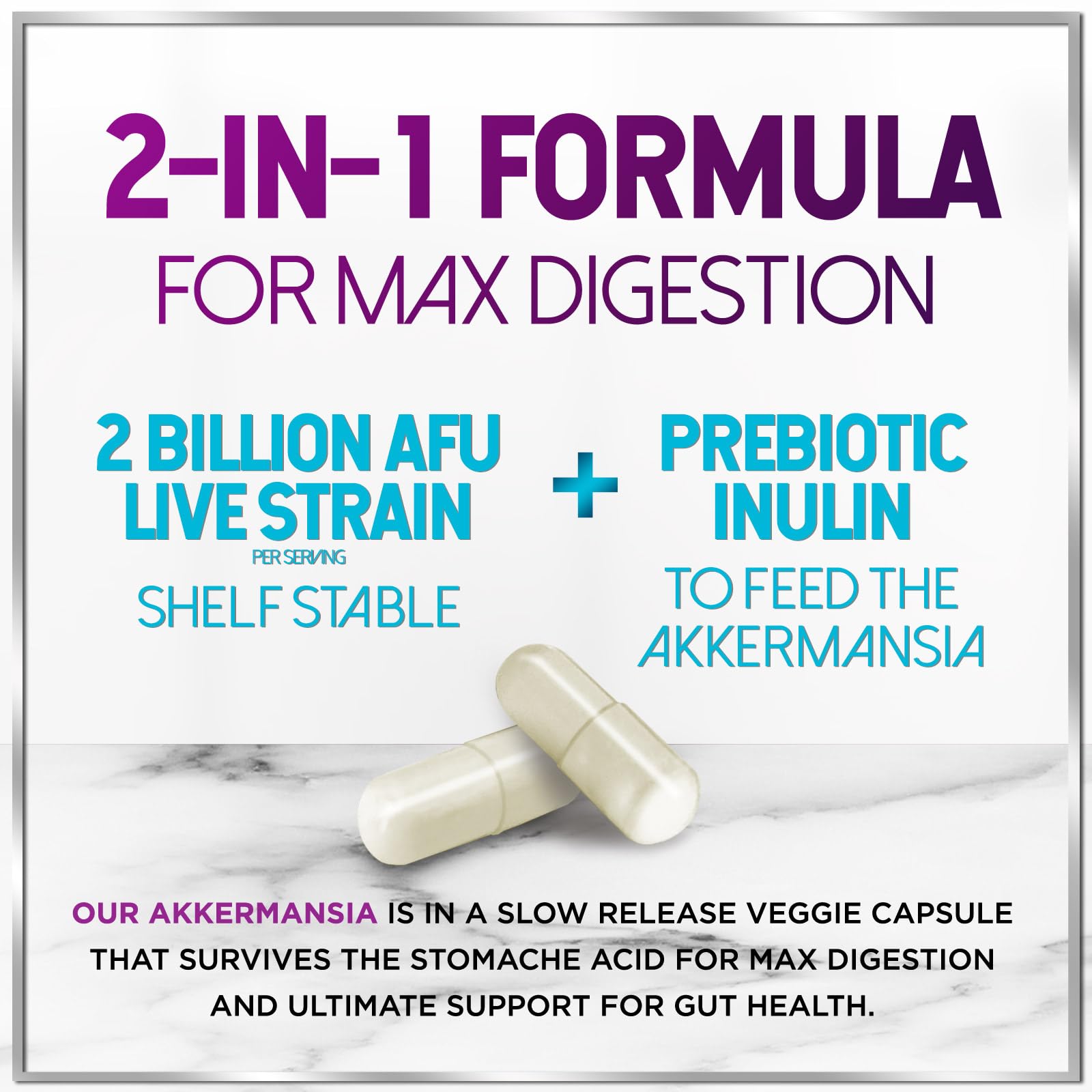 Akkermansia Probiotic - 2 Billion AFU per Serving - Best Strain Production Support with Prebiotic Fiber for Natural Digestive & Gut Health - dailyvitalstore