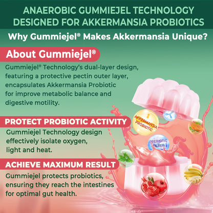 Akkermansia Probiotics Gummies with Prebiotics Fiber, 300 Billion AFU Akkermansia Muciniphila, with Polyphenol Fruits, Resistant Starch - dailyvitalstore