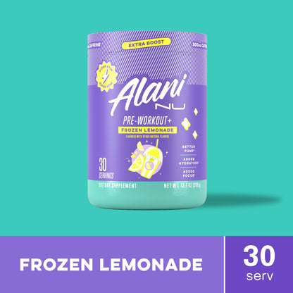 Alani Nu Pre Workout+ Powder Frozen Lemonade, Extra Boost, Sugar Free, 300mg Caffeine, L-Theanine, Beta-Alanine, Citrulline, 30 Servings - dailyvitalstore
