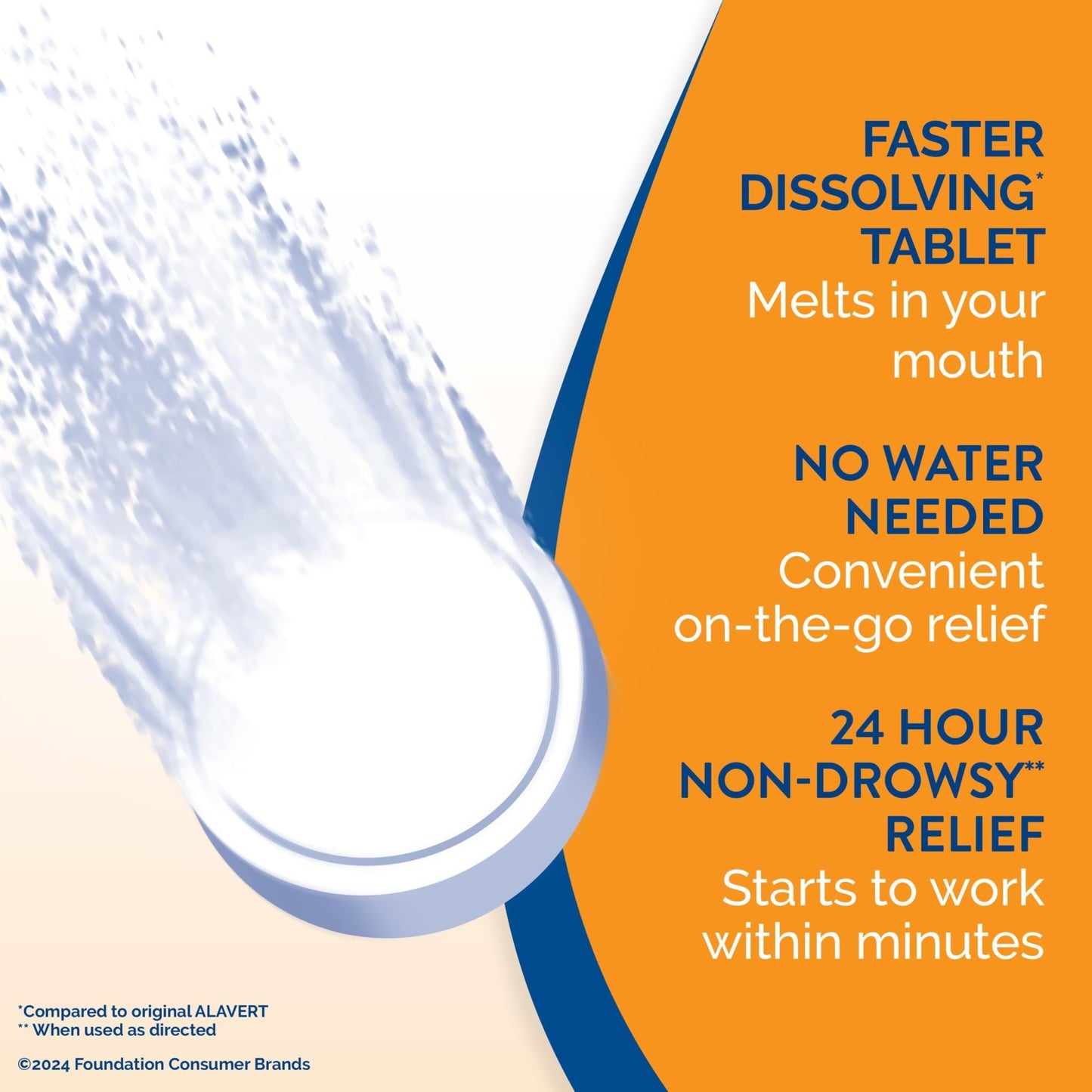 Alavert 24 Hour Allergy Relief Tablets, Non-Drowsy Antihistamine, Orally Disintegrating Allergy Tablets, Loratadine 10 mg, Citrus Burst Flavor, 18 Count - dailyvitalstore