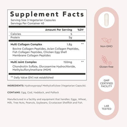 Alaya Naturals Hydrolyzed Multi Collagen Peptides Protein Capsules - Type I, II, III, V, X Grass-Fed Bovine, Chicken, Marine Collagen Supplement with MSM - dailyvitalstore