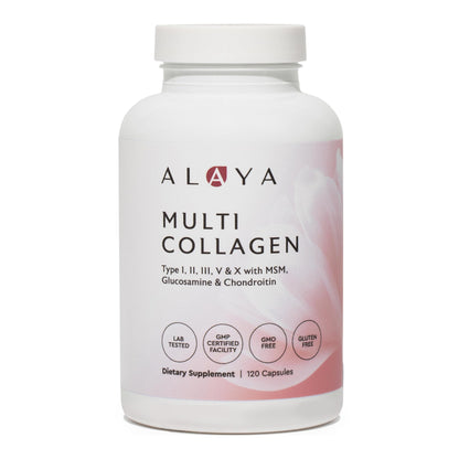 Alaya Naturals Hydrolyzed Multi Collagen Peptides Protein Capsules - Type I, II, III, V, X Grass-Fed Bovine, Chicken, Marine Collagen Supplement with MSM - dailyvitalstore