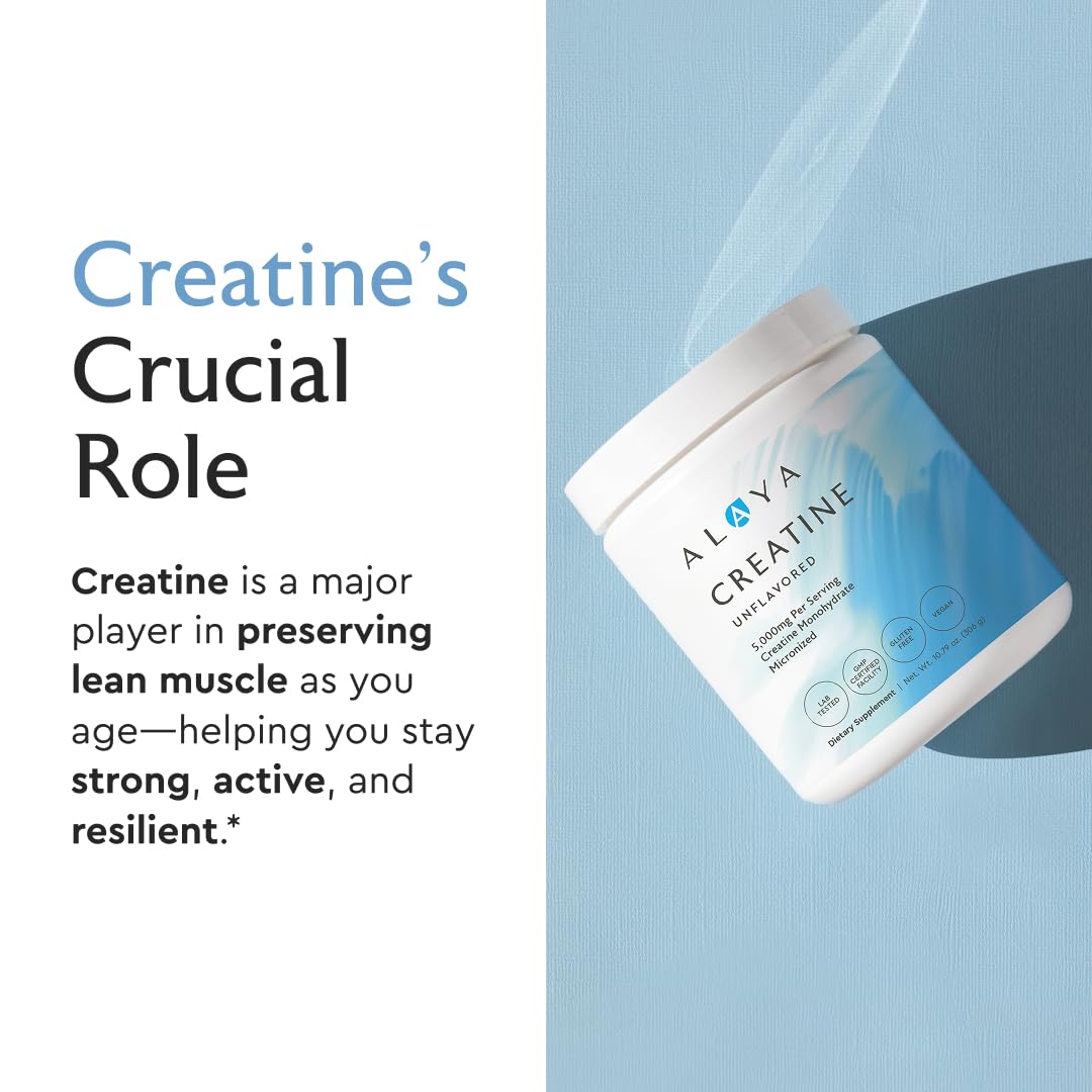 Alaya Naturals Micronized Creatine Monohydrate Powder – Pure Performance Fuel for Strength, Mental Focus, Vegan, Non-GMO, Easily Mixable & Flavorless - 5 g - dailyvitalstore