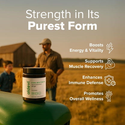 aldevi Bovine Colostrum Powder, Grass-Fed & Pasture-Raised, Made in USA, cGMP, High IgG, Unflavored, Mixes Easily, Gut & Immune Support, 30 Servings - dailyvitalstore
