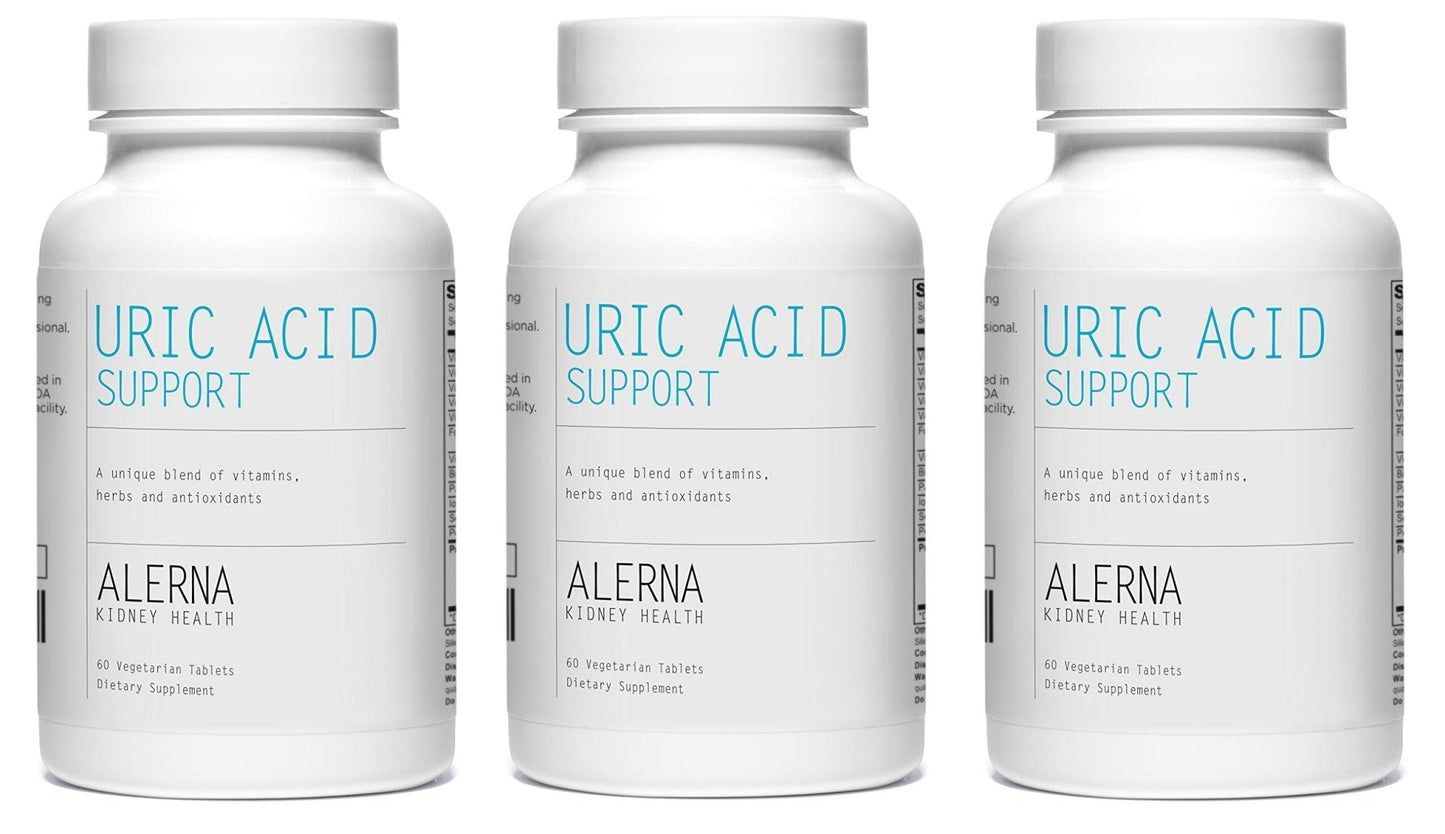 Alerna Kidney Health Uric Acid Support Supplement – Tart Cherry, Celery Seed, Turmeric, Quercetin – 60 Vegetarian Tablets (Pack of 3) - dailyvitalstore