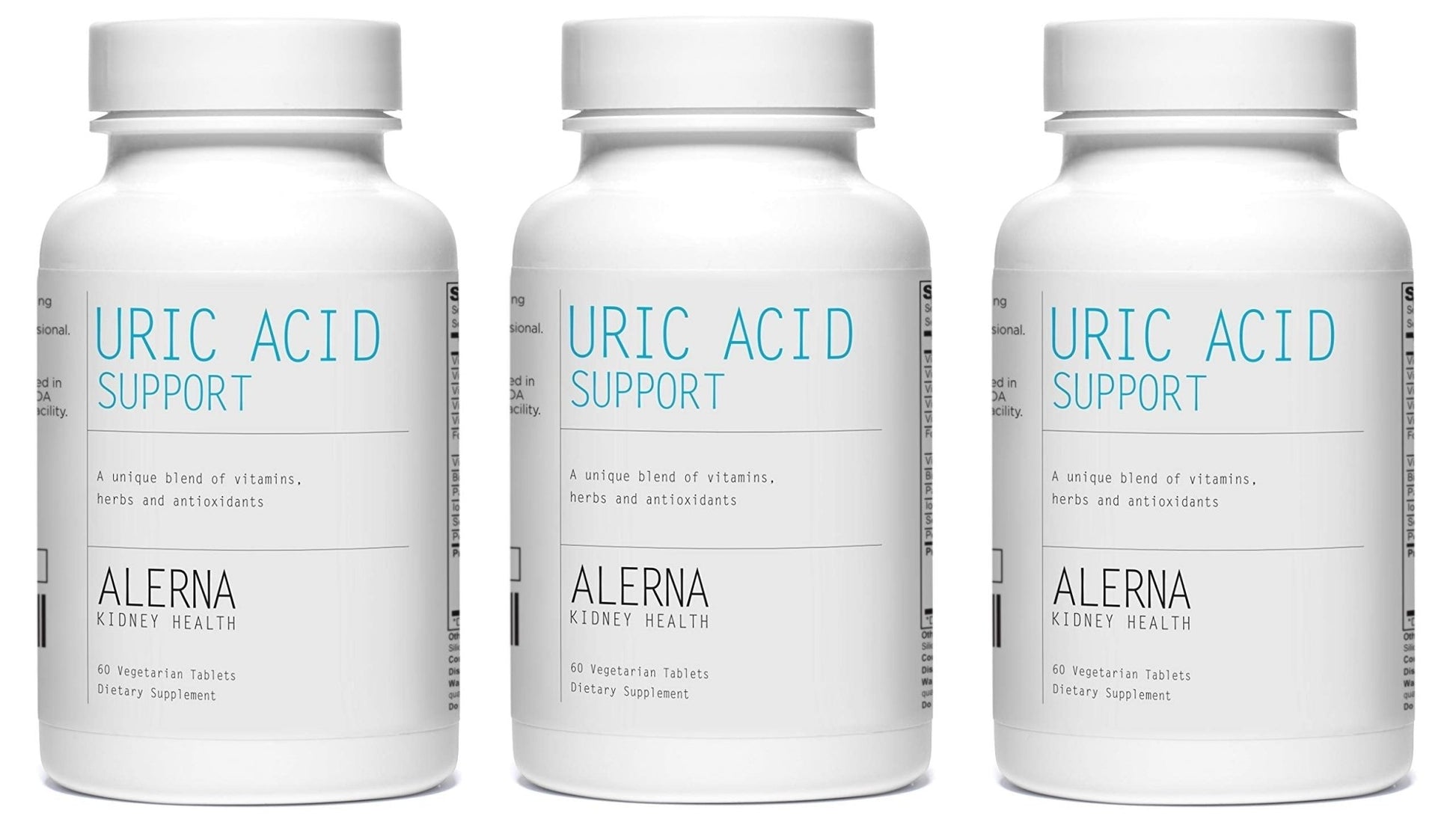 Alerna Kidney Health Uric Acid Support Supplement – Tart Cherry, Celery Seed, Turmeric, Quercetin – 60 Vegetarian Tablets (Pack of 3) - dailyvitalstore