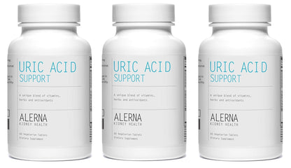 Alerna Kidney Health Uric Acid Support Supplement – Tart Cherry, Celery Seed, Turmeric, Quercetin – 60 Vegetarian Tablets (Pack of 3) - dailyvitalstore