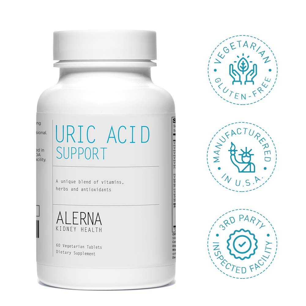 Alerna Kidney Health Uric Acid Support Supplement – Tart Cherry, Celery Seed, Turmeric, Quercetin – 60 Vegetarian Tablets (Pack of 3) - dailyvitalstore