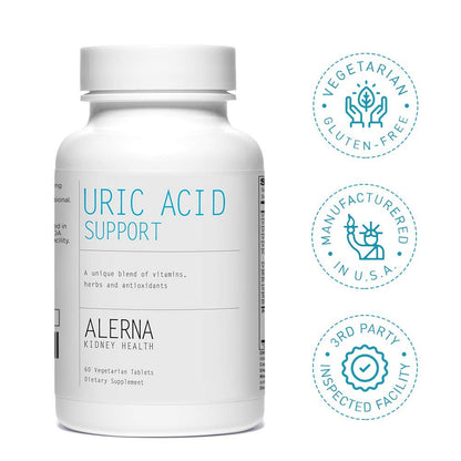 Alerna Kidney Health Uric Acid Support Supplement – Tart Cherry, Celery Seed, Turmeric, Quercetin – 60 Vegetarian Tablets (Pack of 3) - dailyvitalstore