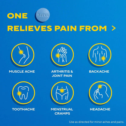 Aleve Back & Muscle Pain Relief Naproxen Sodium Tablets, Pain Reliever & Fever Reducer, Medicine for Body , 250 Count - dailyvitalstore