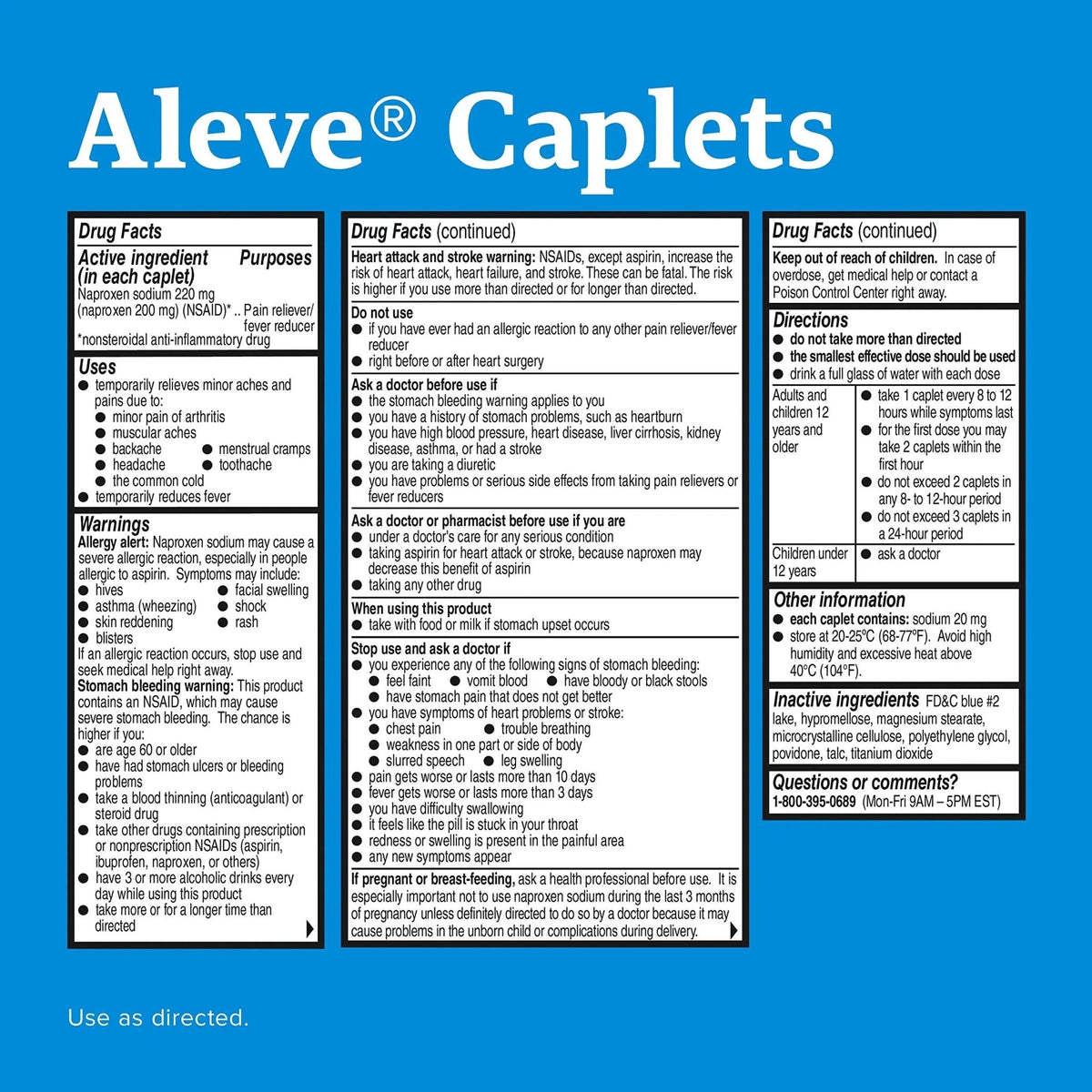 Aleve Caplets, Naproxen Sodium 220 mg (NSAID), Pain Reliever/Fever Reducer, 1 Orthopedic Surgeon Recommended, 270 Count - dailyvitalstore
