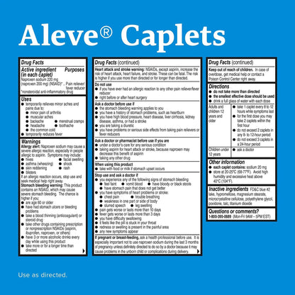 Aleve Caplets, Naproxen Sodium 220 mg (NSAID), Pain Reliever/Fever Reducer, 1 Orthopedic Surgeon Recommended, 270 Count - dailyvitalstore